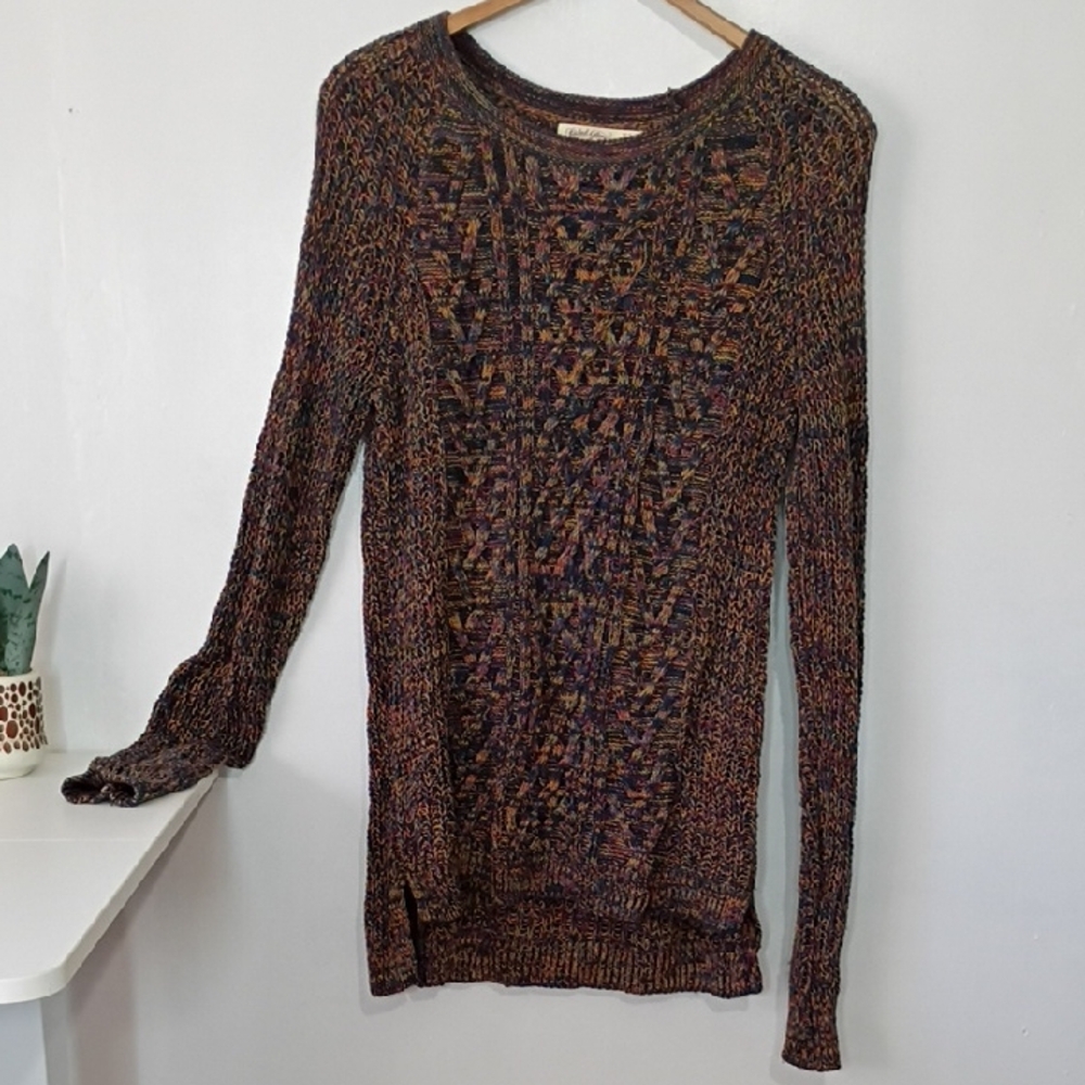 Faded Glory Multicolor Knit Sweater Women’s Medium 8/10 High Low Hem Stretchy